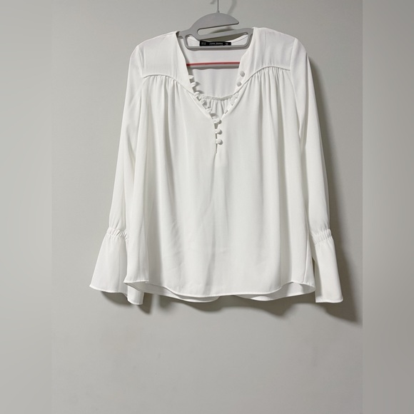 Zara Long Sleeve Blouse with Covered Buttons - Picture 3 of 12